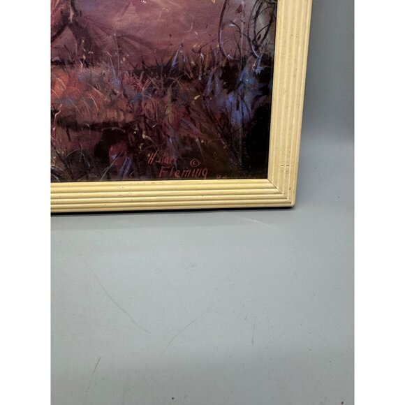 Native American Landscape Art Print  Wooden Frame By H. Fleming 21.5x17.5" READ - Picture 7 of 11